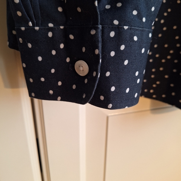 L.L. Bean Dark Blue Polka Dot Womens Shirt - Picture 5 of 8